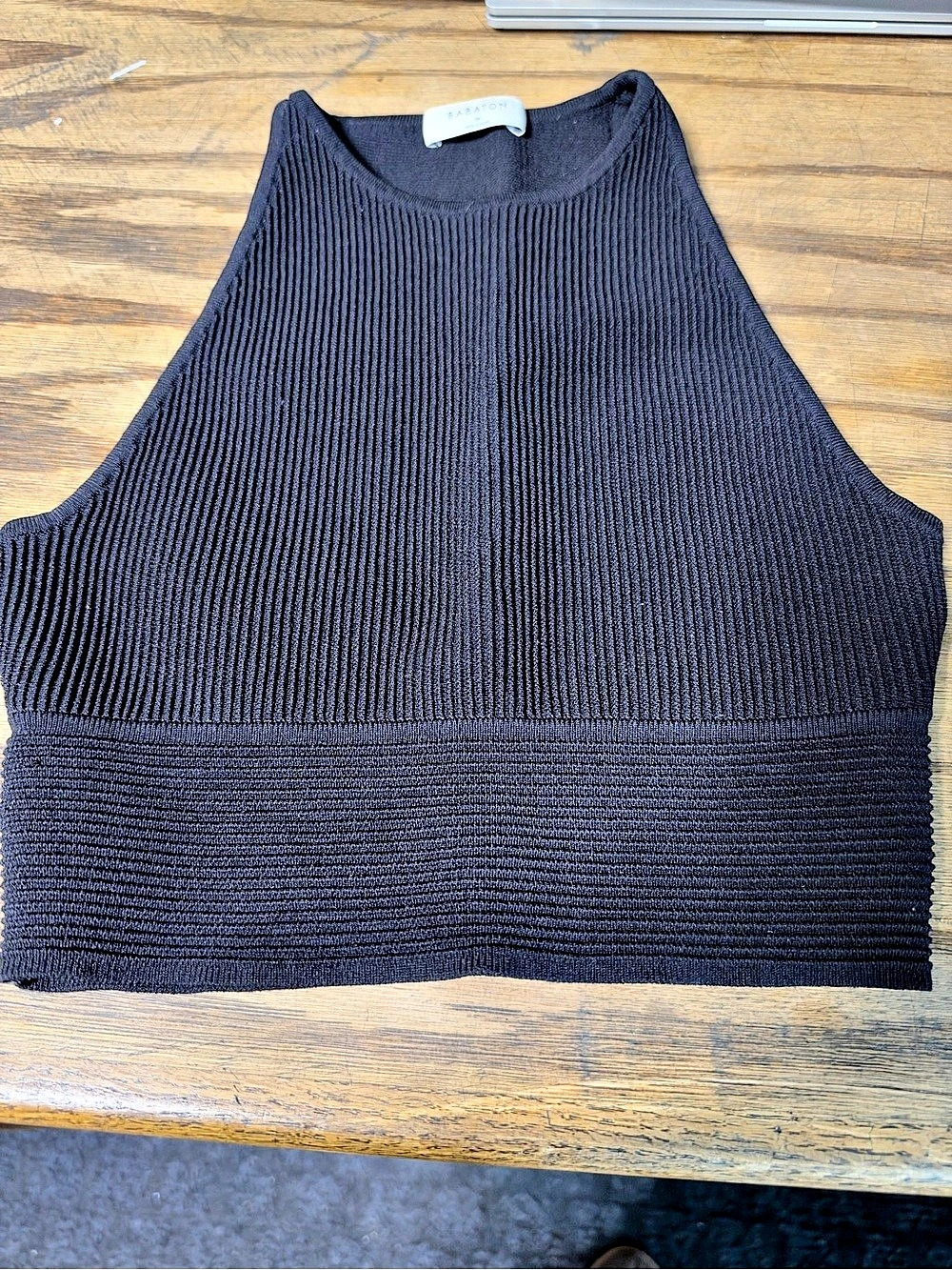 Babaton Sculpt Knit High-Neck Tank Black Size Small
